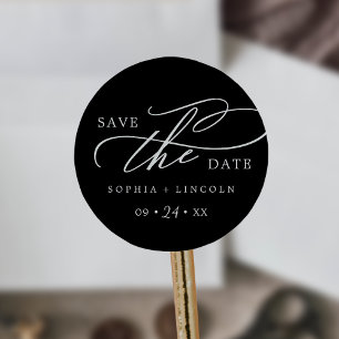 Sticker Rond Calligraphie romantique Noir Enregistrer le sticke