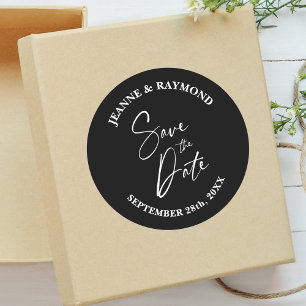 Sticker Rond Calligraphie romantique Noir Mariage Enregistrer l