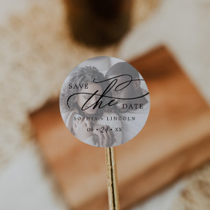 Sticker Rond Calligraphie romantique Noms photo Enregistrer la 
