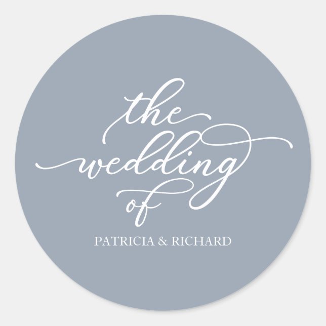 Sticker Rond Calligraphie Sceau de Faire-part de mariage bleu p (Devant)