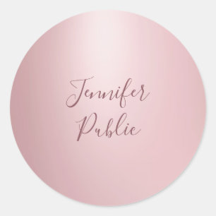 Sticker Rond Calligraphie Script moderne élégant Rose Or tendan