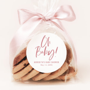 Sticker Rond Calligraphie simple Baby shower neutre entre les s