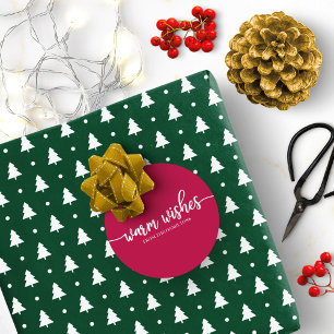 Sticker Rond Calligraphie Simple et Chic Vœux Chaleureux Noël R