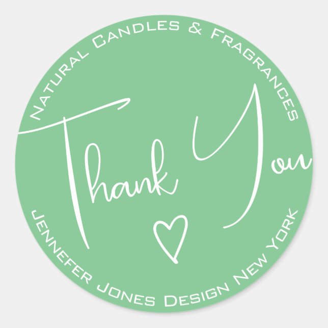 Sticker Rond Calligraphie simple Pastel Merci Turquoise Étiquet (Devant)