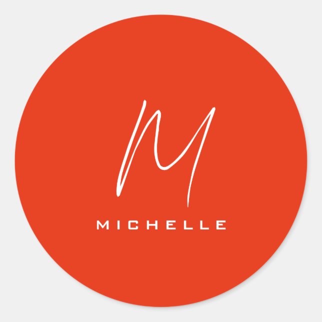 Sticker Rond Calligraphie stylisé blanc rouge monogramme votre  (Devant)
