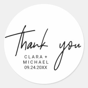 Sticker Rond Calligraphie Whimsical Merci Mariage Faveur