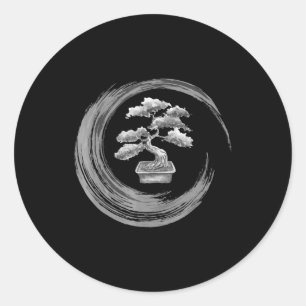 Sticker Rond calligraphie zen bouddhiste enso de bonsai tree