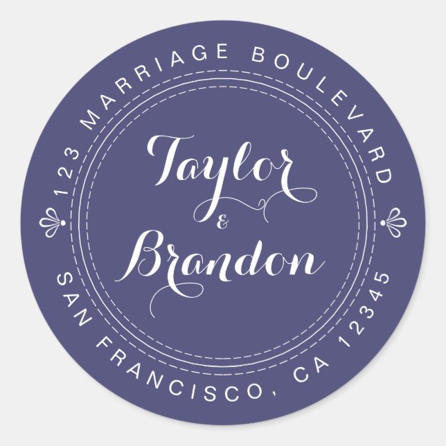 Sticker Rond Calligraphy Future M. Mme Mariage Adresse de retou (Devant)