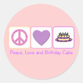 Sticker Rond Calme, amour et gâteau d'anniversaire