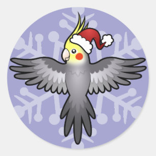 Sticker Rond Calopsitte de Noël