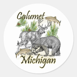 Sticker Rond Calumet MI Wildlife