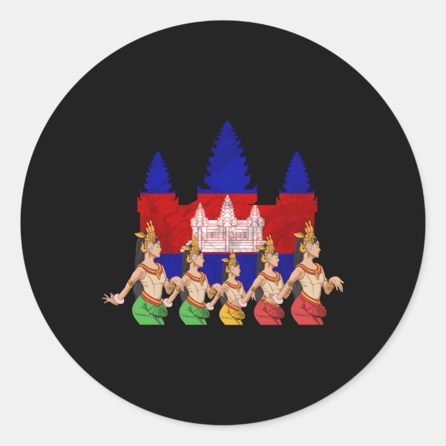Sticker Rond Cambodge Khmer traditionnelle danse Apsara (Devant)