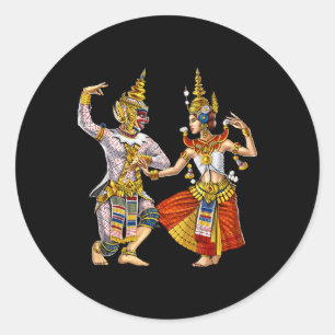 Sticker Rond Cambodge Khmer traditionnelle danse Apsara Cambodg