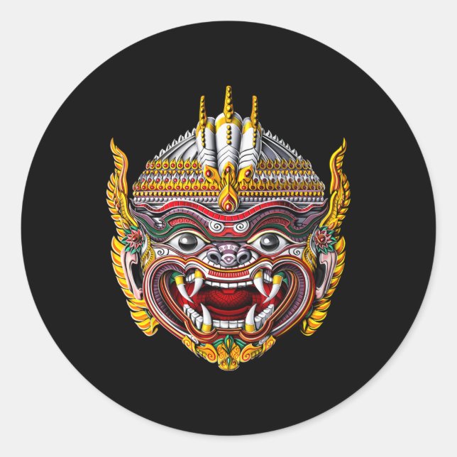 Sticker Rond Cambodgien Khmer Hanuman Reamker Danse traditionne (Devant)
