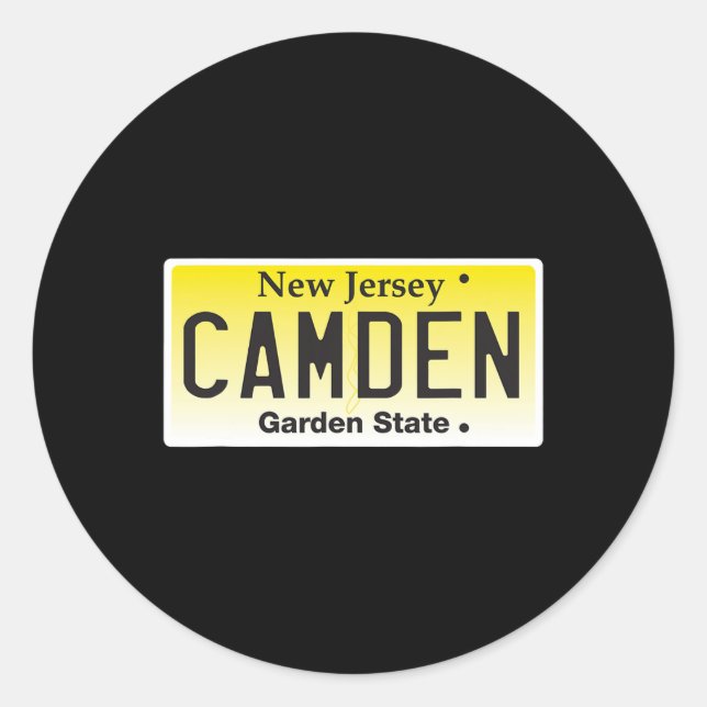 Sticker Rond Camden New Jersey Nj Hometown License Plate Graphi (Devant)