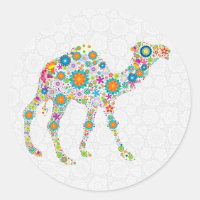 Camel Floral Retro coloré et Damas blanches