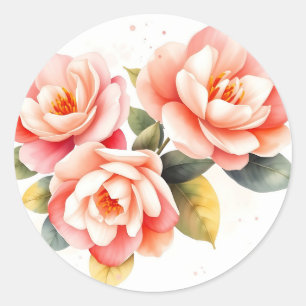 Sticker Rond Camellias rose et bracelet en ivoire