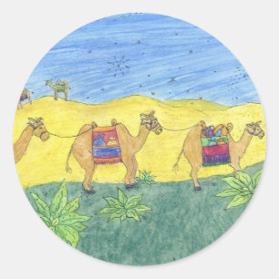 Sticker Rond Camels colorés