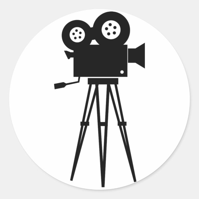 Sticker Rond Caméra de cinéma classique (Devant)