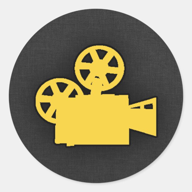 Sticker Rond Caméra de cinéma orange jaune (Devant)