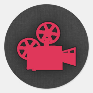 Sticker Rond Caméra de cinéma rouge Crimson