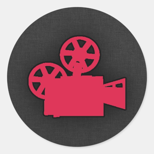 Sticker Rond Caméra de cinéma rouge Crimson (Devant)