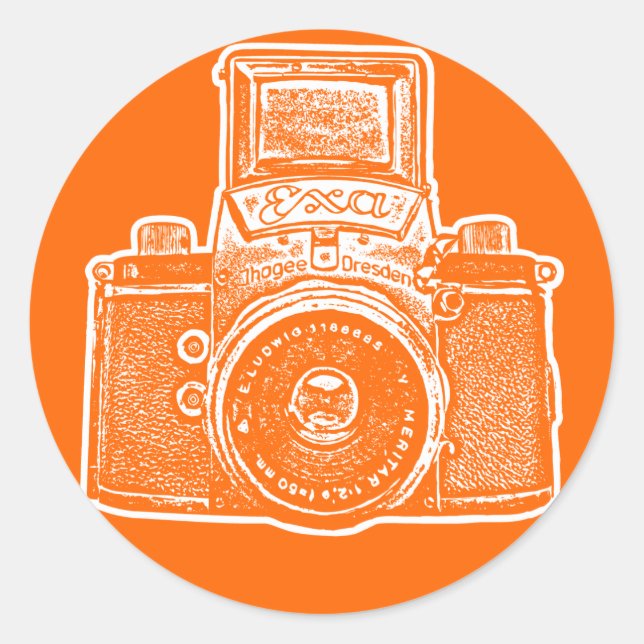 Sticker Rond Caméra de l'Allemagne de l'Est II - Orange (Devant)