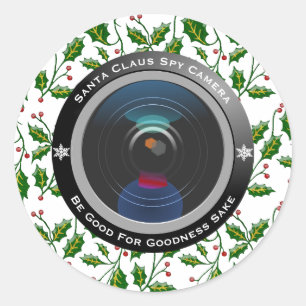 Sticker Rond Caméra espion du Père Noël