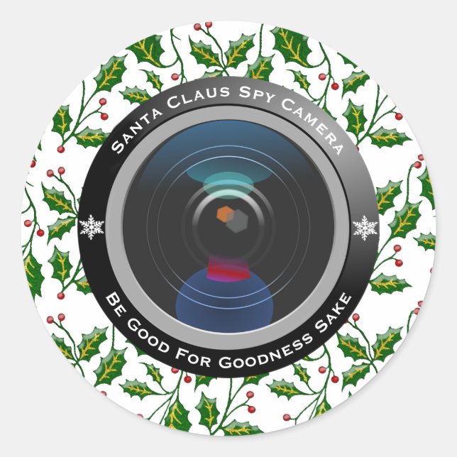 Sticker Rond Caméra espion du Père Noël (Devant)