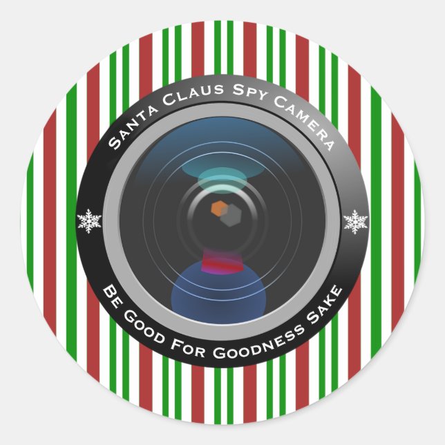 Sticker Rond Caméra espion du Père Noël (Devant)