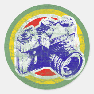 Sticker Rond Caméra vintage