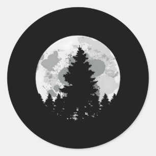 Sticker Rond Camg Camper Hiker Pleine lune Et Minimaliste E Tre