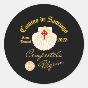 Sticker Rond Camino De Santiago Anno Domini 2023 Scallop Shell