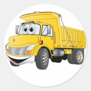 Sticker Rond Camion à pompe 2 essieux Carton jaune