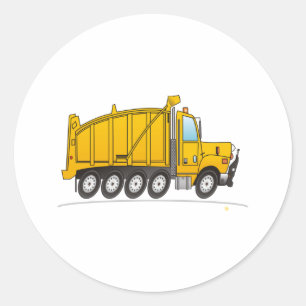 Sticker Rond Camion à vidange lourd Jaune