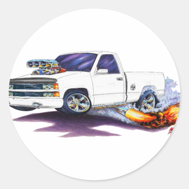 Sticker Rond Camion blanc Silverado 1988-98 (Devant)