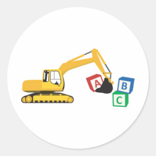 Sticker Rond Camion de construction d'excavateur ABC