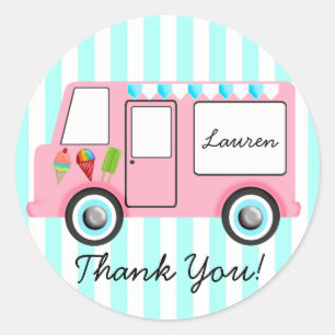Sticker Rond Camion de crème glacée