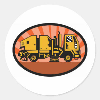 Sticker Rond camion de nettoyage de rue