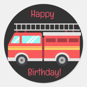Sticker Rond Camion de pompiers