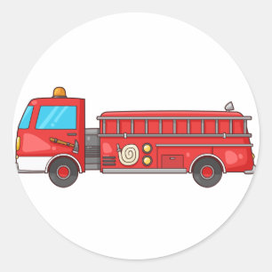 Sticker Rond Camion de pompiers/moteur de bande dessinée