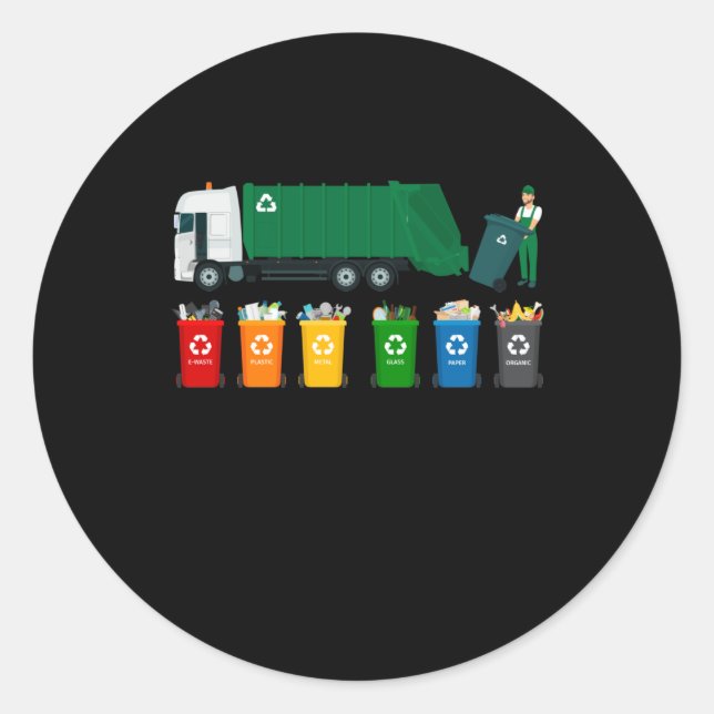 Sticker Rond Camion de recyclage (Devant)