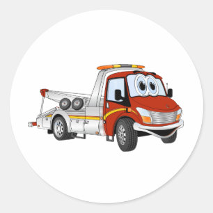 Sticker Rond Camion de remorque en argent rouge