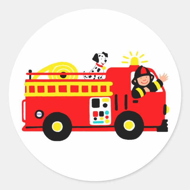 Sticker Rond Camion d'incendie (Devant)