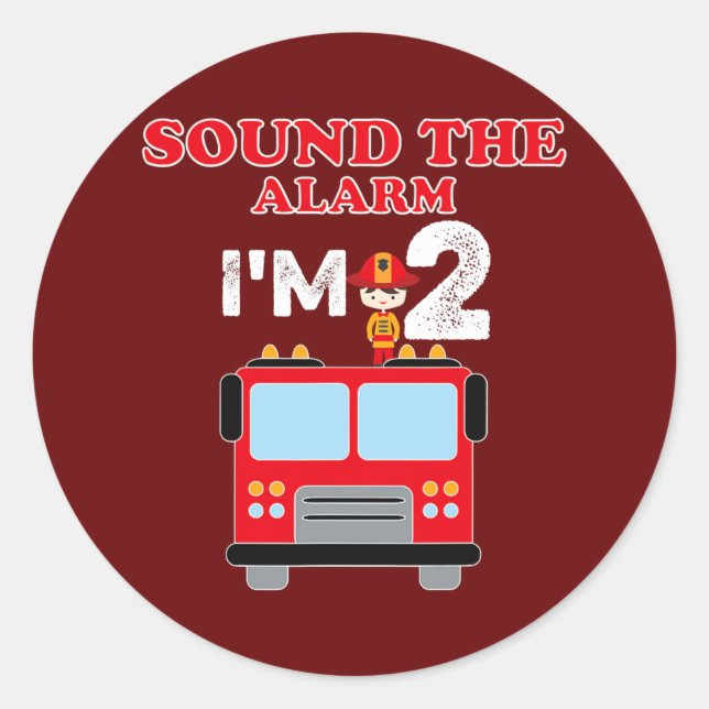 Sticker Rond Camion d'incendie pour enfants 2 ans Vieux pompier (Devant)