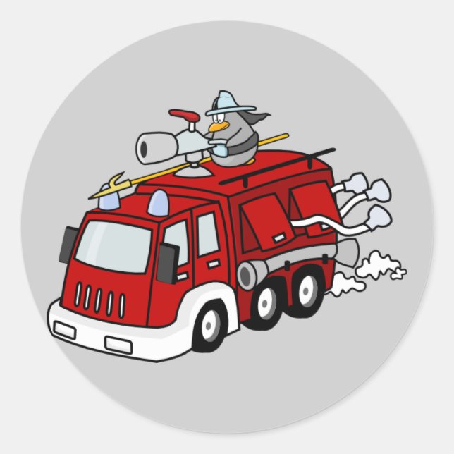 Sticker Rond Camion-feu Animé (Devant)