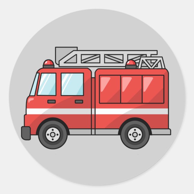 Sticker Rond Camion-feu Animé (Devant)