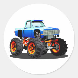 Sticker Rond Camion monstre de dessin animé