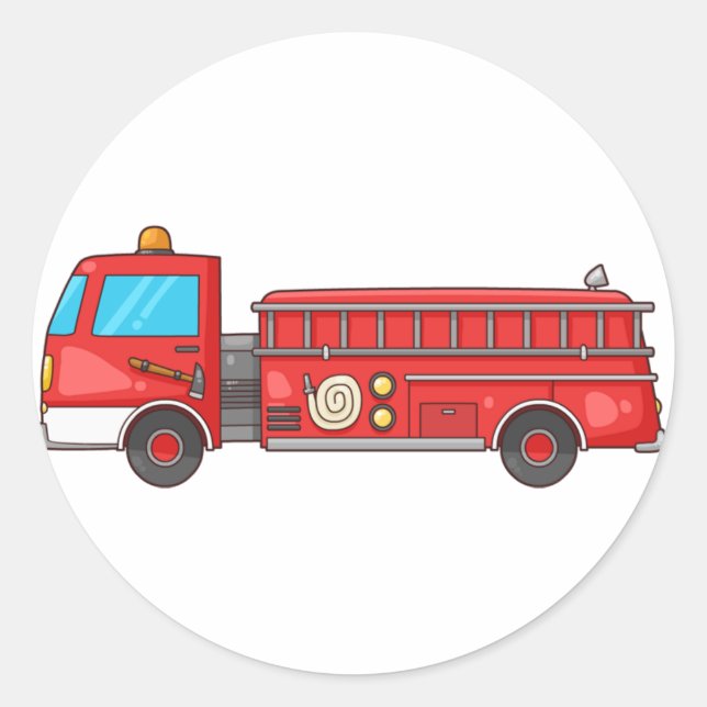 Sticker Rond Camion/moteur de tir de dessin animé (Devant)