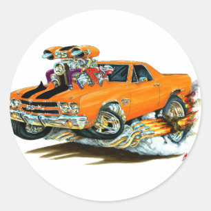 Sticker Rond Camion Orange-Noir El Camino 1970